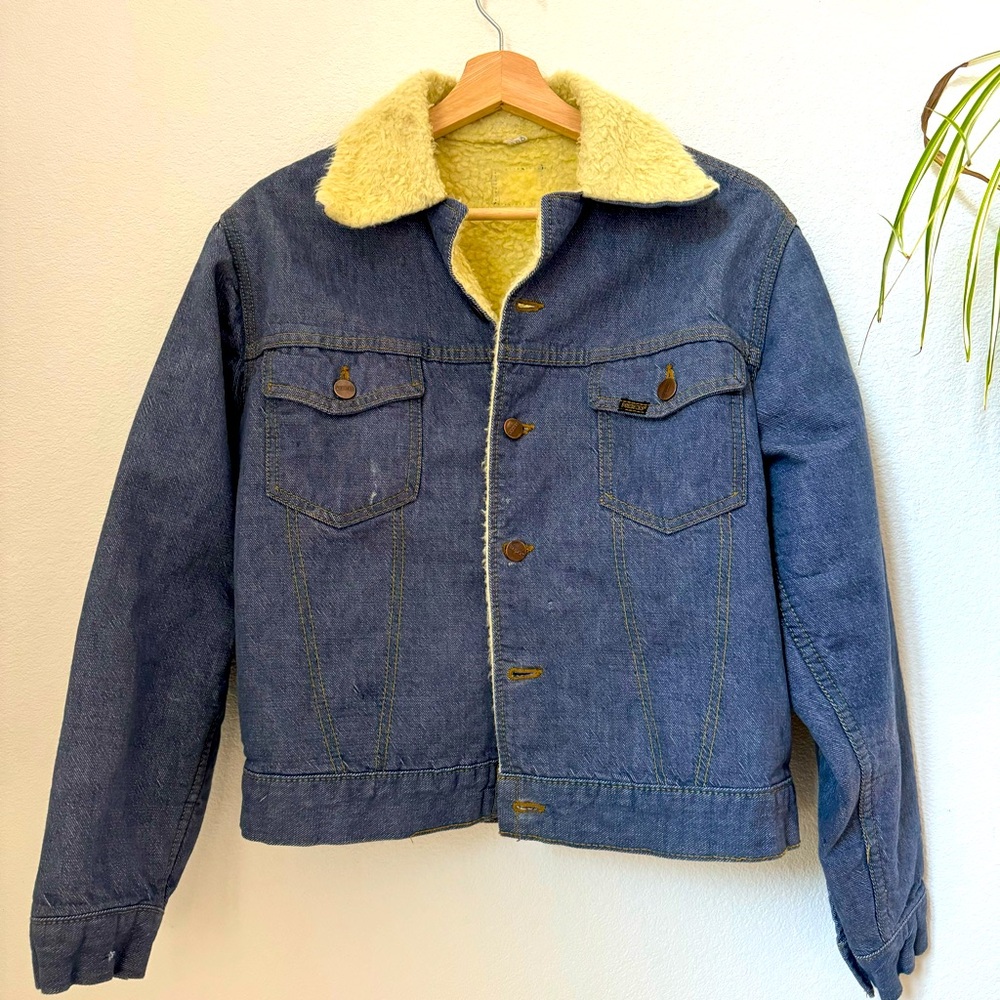 Vintage Sears Roebuck shearling lined trucker jacket
